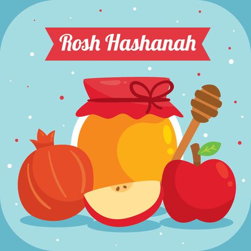 Flacher Rosh Hashanah-Element-Vektor vektor
