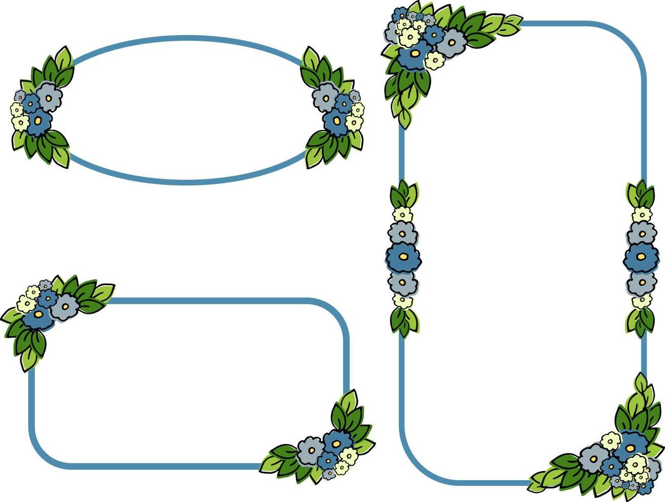 dekorativ ramar med delikat liten blommor och löv vektor