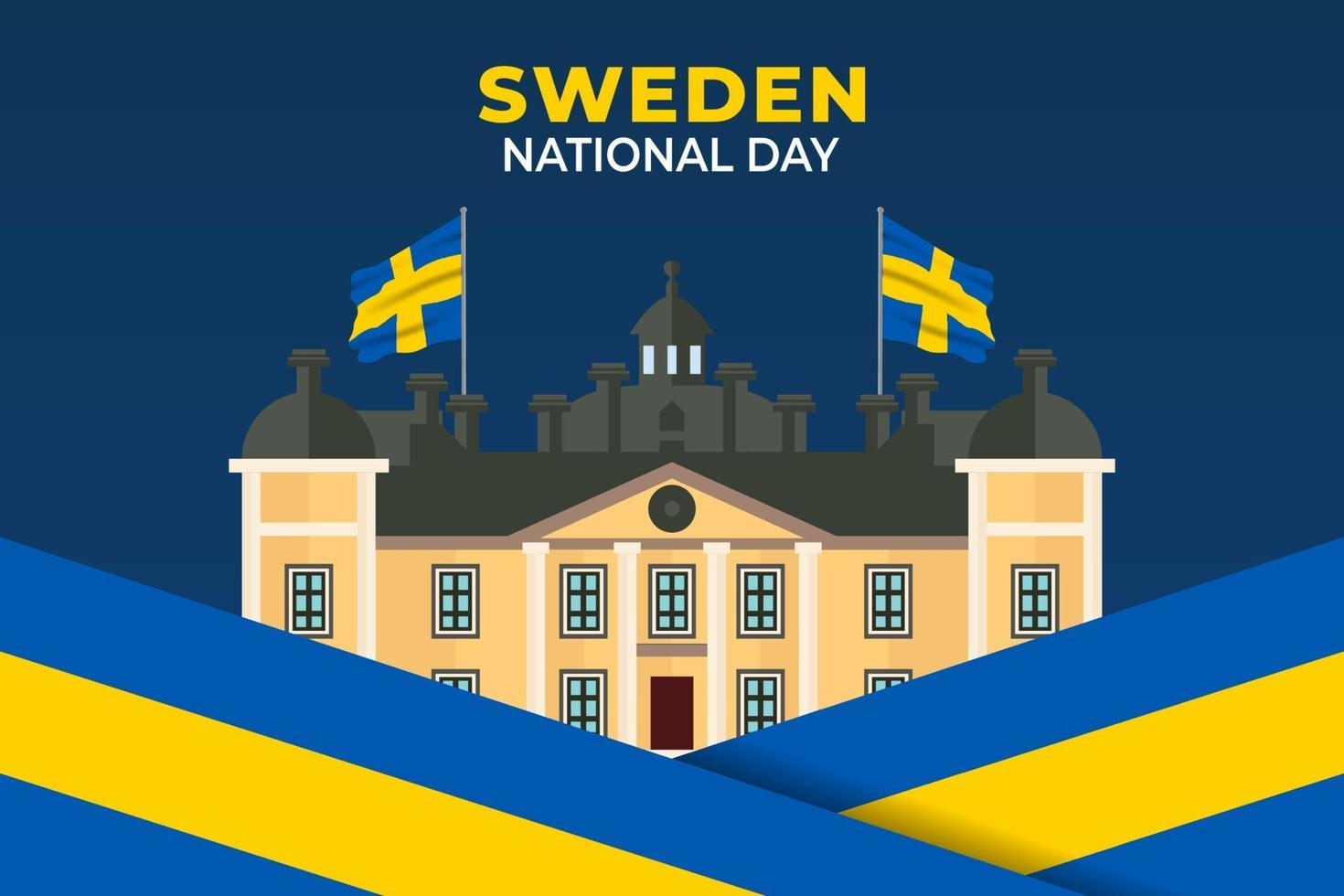 sveriges nationaldag. firades årligen den 6 juni i sverige. glad nationell helgdag av frihet. sveriges flagga. patriotisk affischdesign. vektor