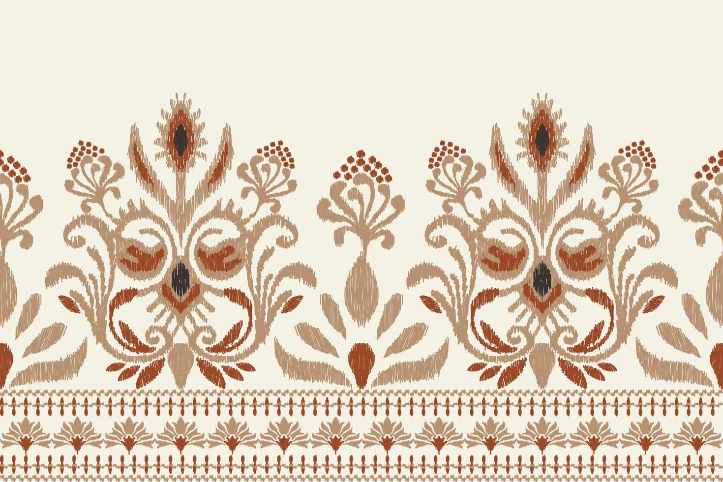 ikat blommig paisley broderi på vit bakgrund.ikat etnisk orientalisk mönster traditionell.aztec stil abstrakt vektor illustration.design för textur, tyg, kläder, inslagning, dekoration, sarong, halsduk