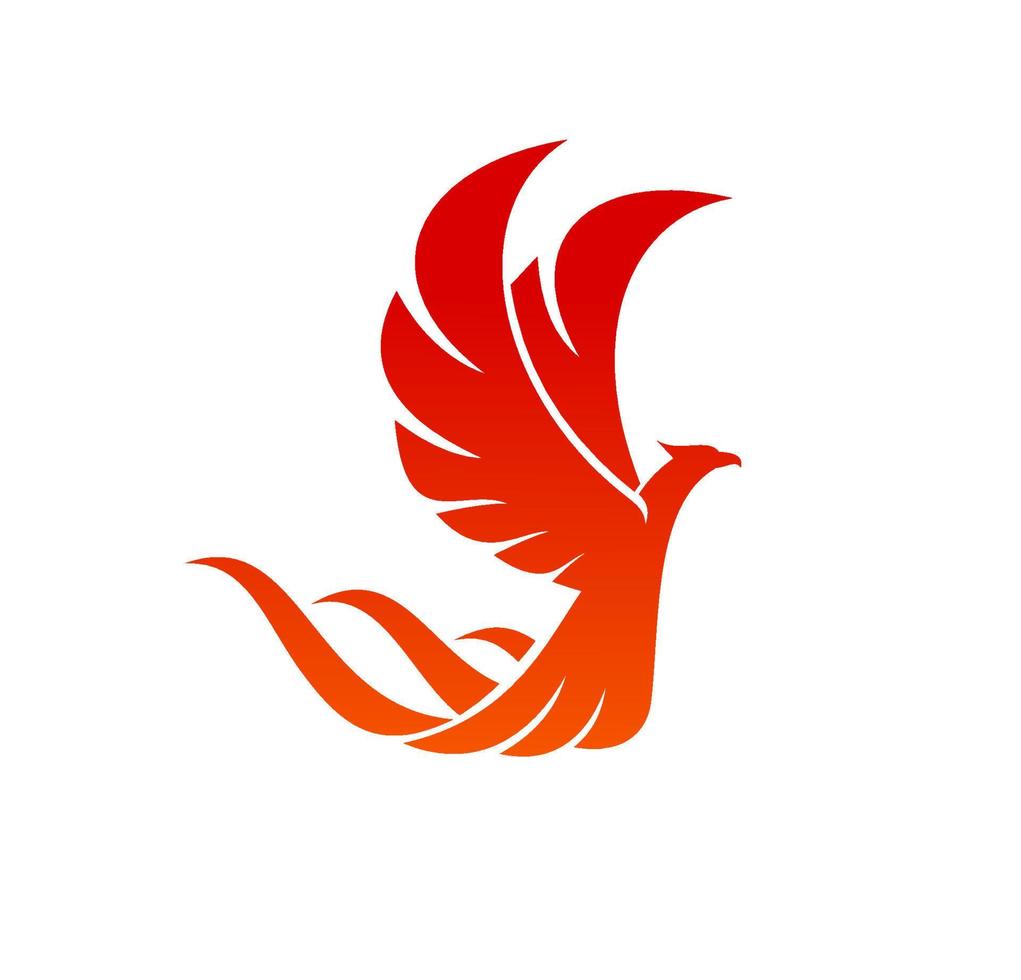 Phönix Vogel mit Flügel und Schwanz von Feuer Flammen vektor