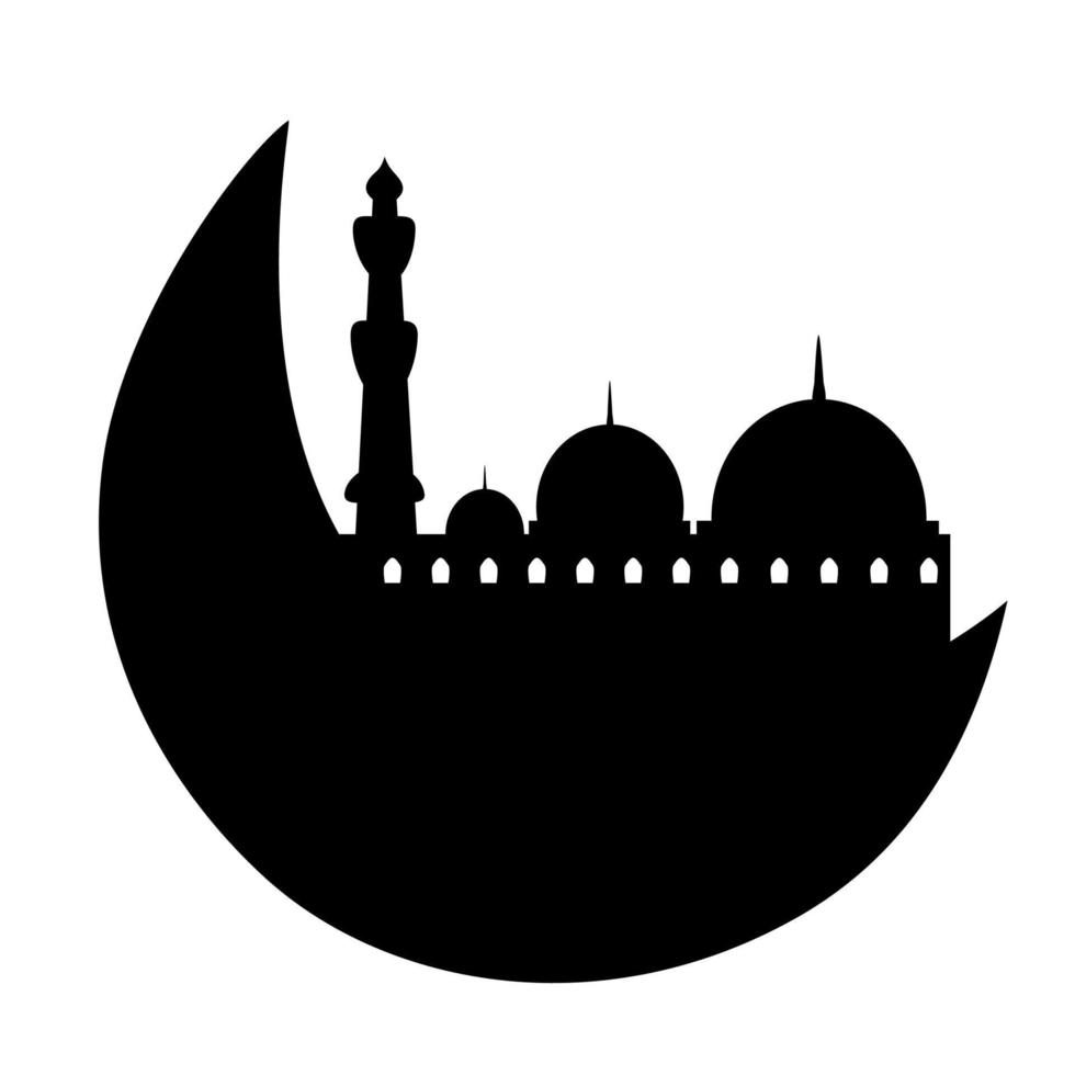 Halbmond Mond und Moschee islamisch Dekoration vektor