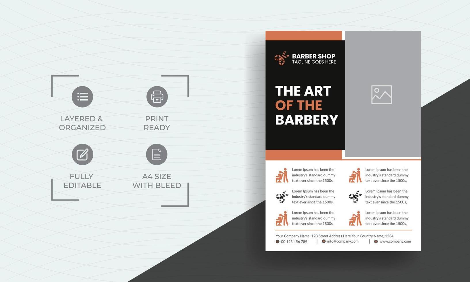 Barbier Geschäft Flyer Vorlage. Preis aufführen und Besondere Angebot Poster Design vektor