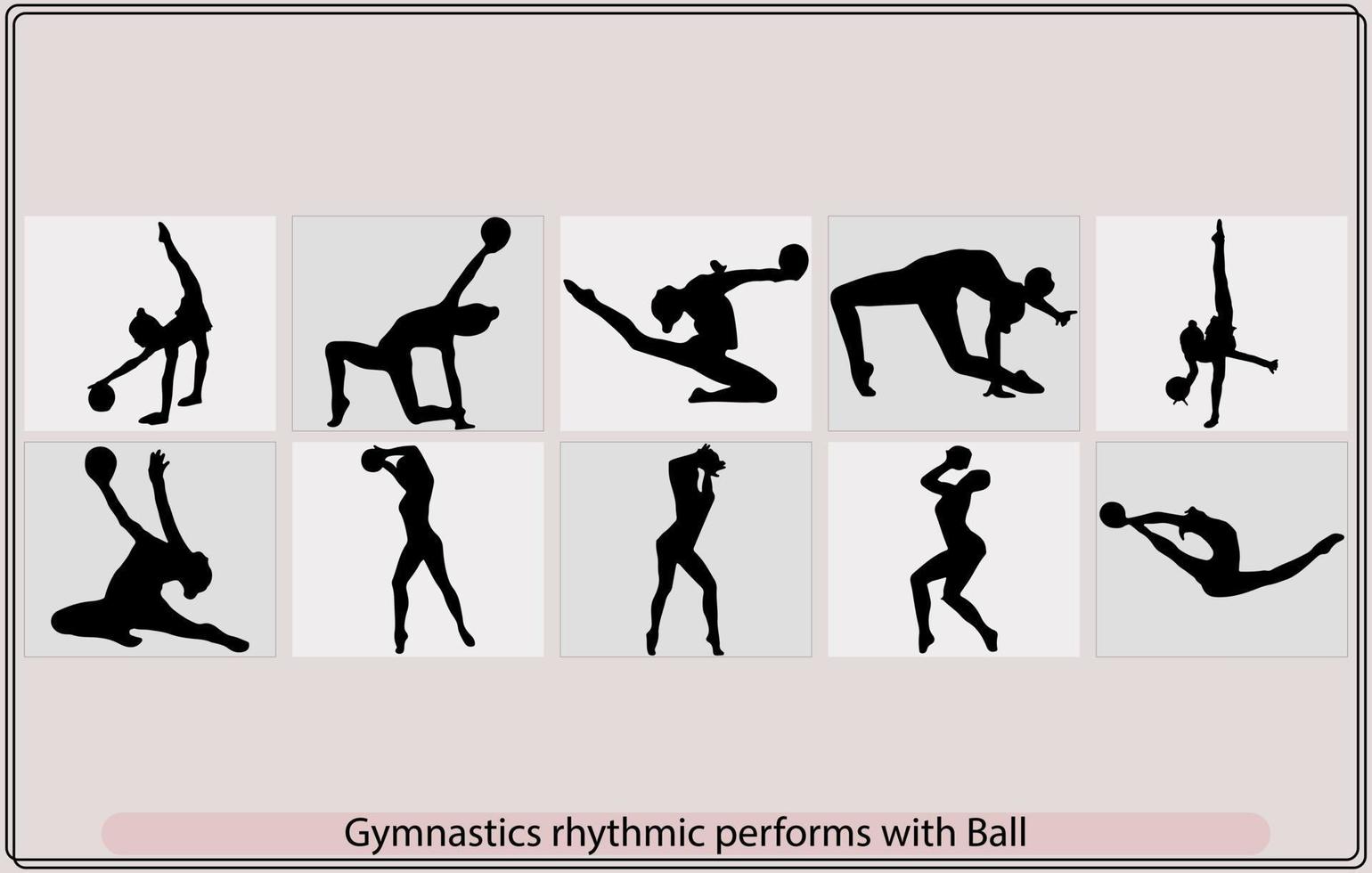 uppsättning av rytmisk gymnastik silhuetter, rytmisk gymnastik silhuett sport vektor illustration, rytmisk gymnast med en boll i en utgör