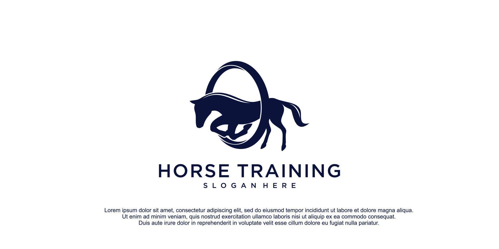 häst logotyp med Träning Centrum begrepp för företag vektor