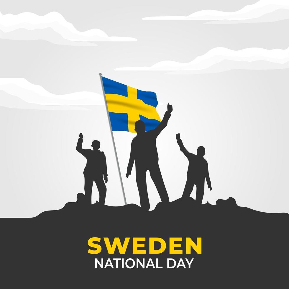 sveriges nationaldag. firades årligen den 6 juni i sverige. glad nationell helgdag av frihet. svensk flagga. vektor