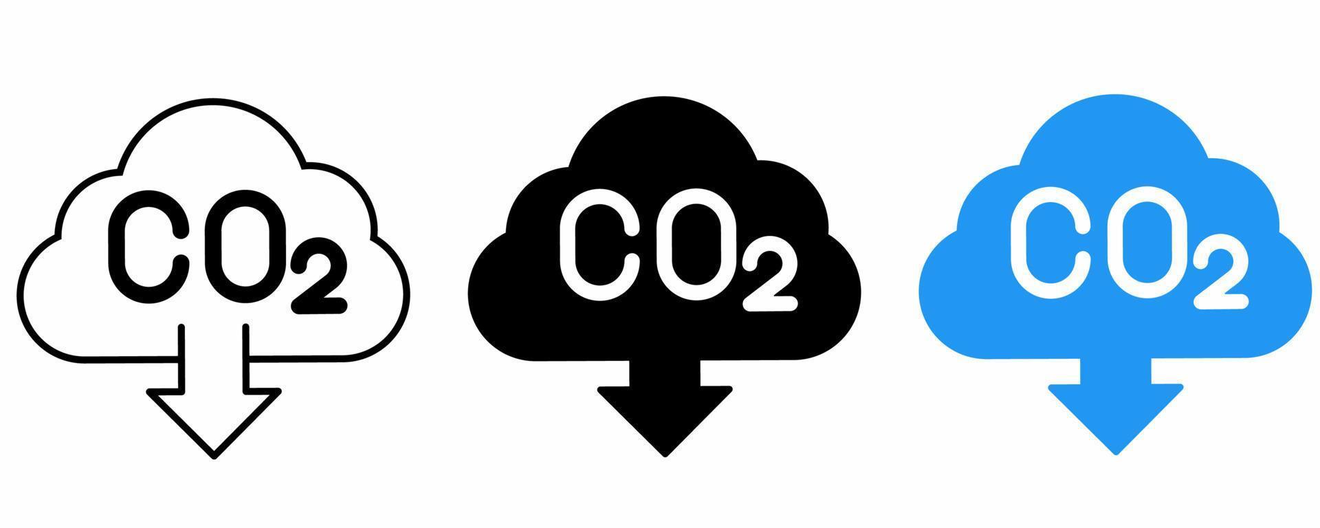Kohlenstoff Dioxid Emissionen die Ermäßigung Symbol einstellen isoliert auf Weiß hintergrund.co2 Emissionen die Ermäßigung Vektor Illustration