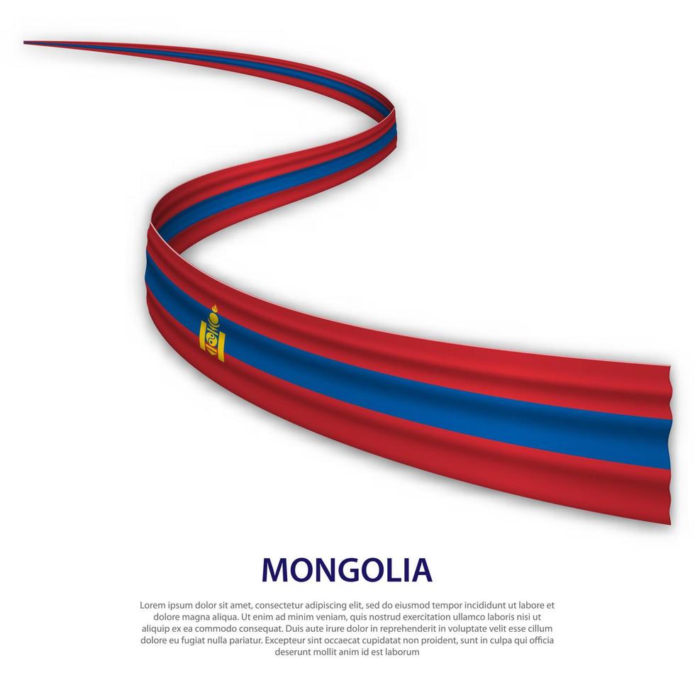 schwenkendes band oder banner mit flagge der mongolei vektor