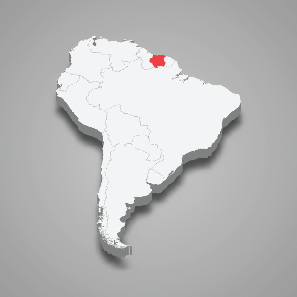 suriname Land Ort innerhalb Süd Amerika. 3d Karte vektor