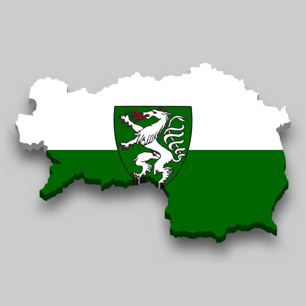 3d isometrisch Karte von Steiermark ist ein Region von Österreich vektor