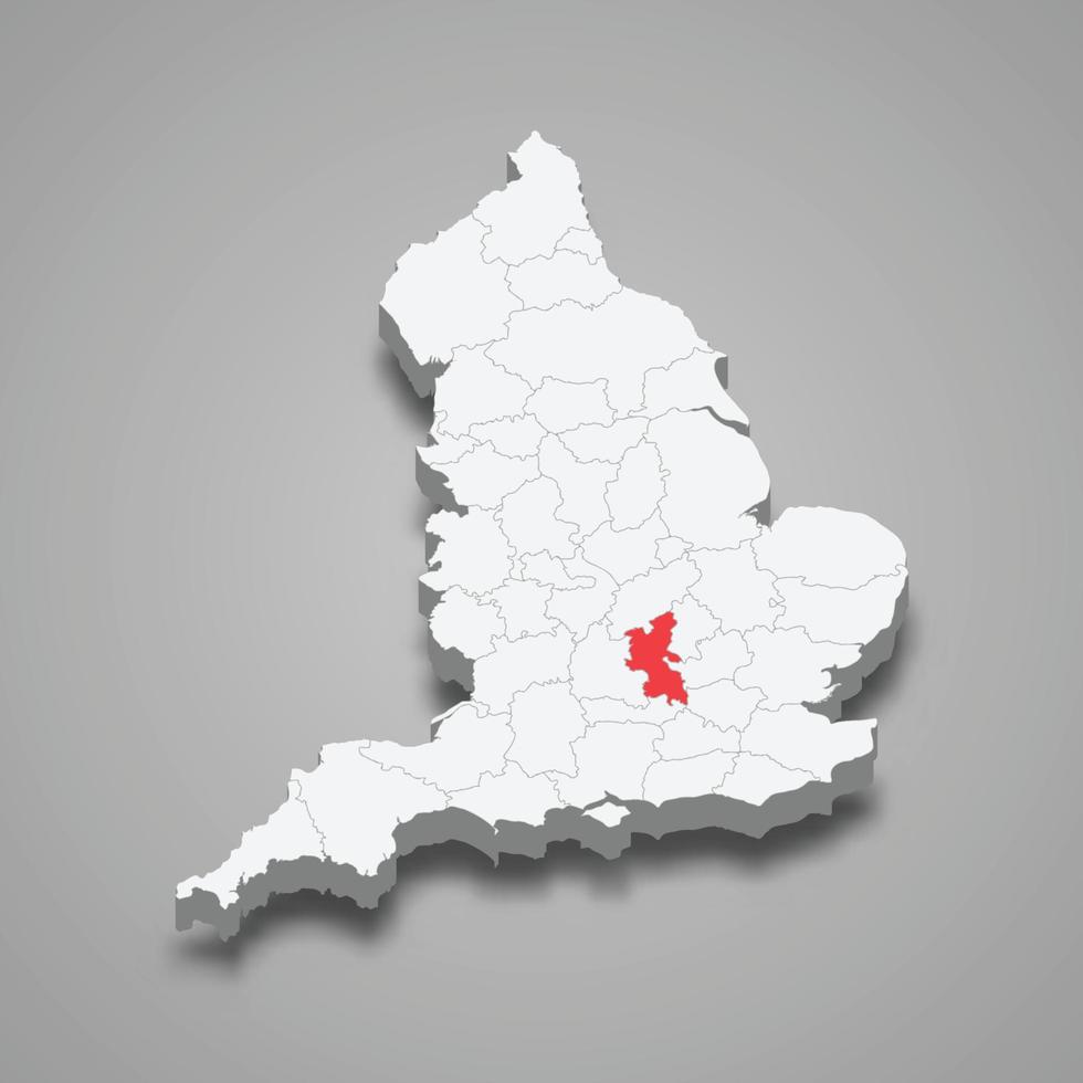 Buckinghamshire Bezirk Ort innerhalb England 3d Karte vektor