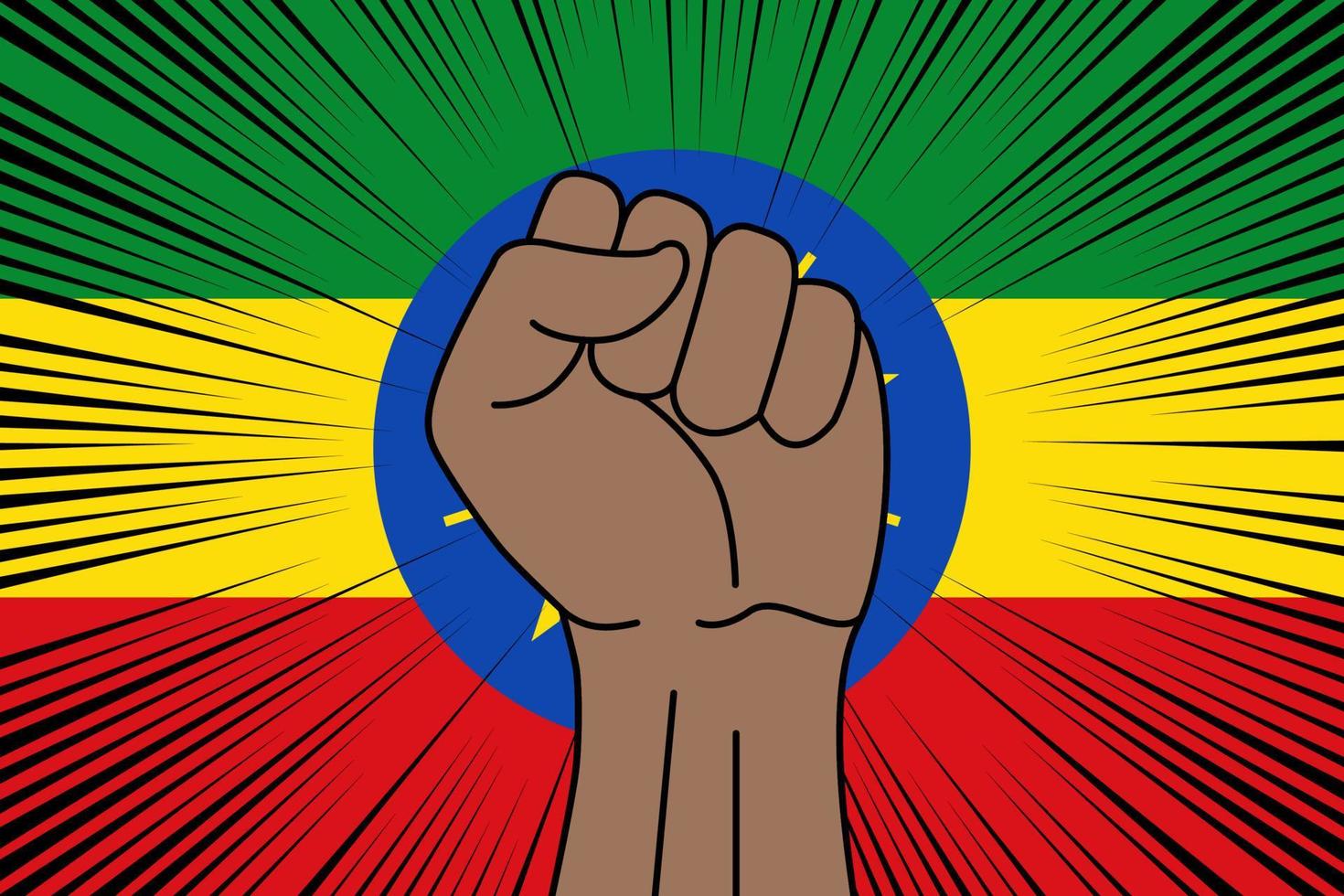 mänsklig näve knöt symbol på flagga av etiopien vektor
