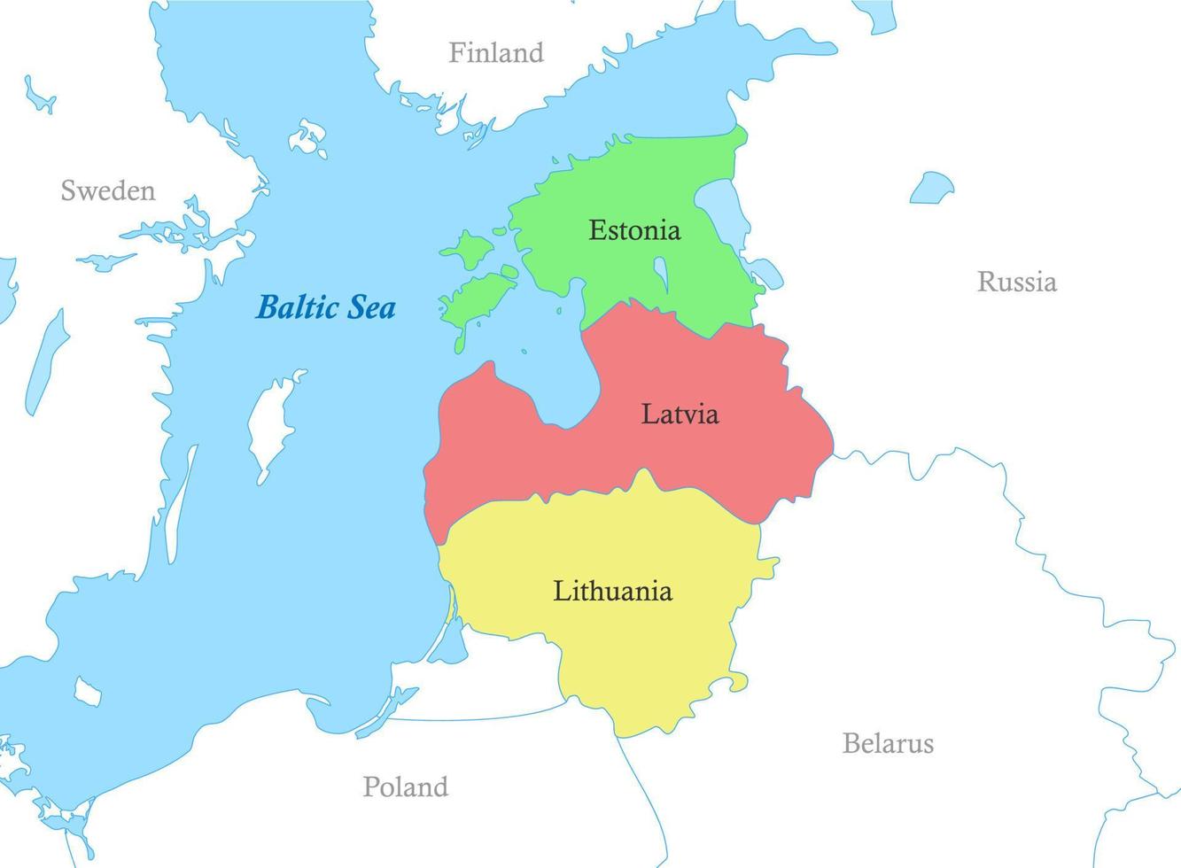 Karte von baltisch Zustände mit Grenzen von das Länder. vektor
