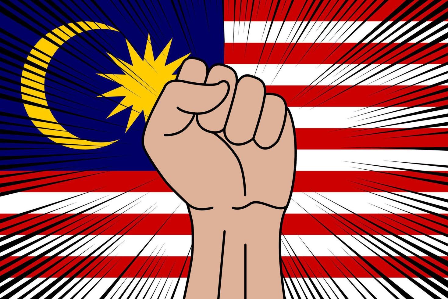 mänsklig näve knöt symbol på flagga av malaysia vektor