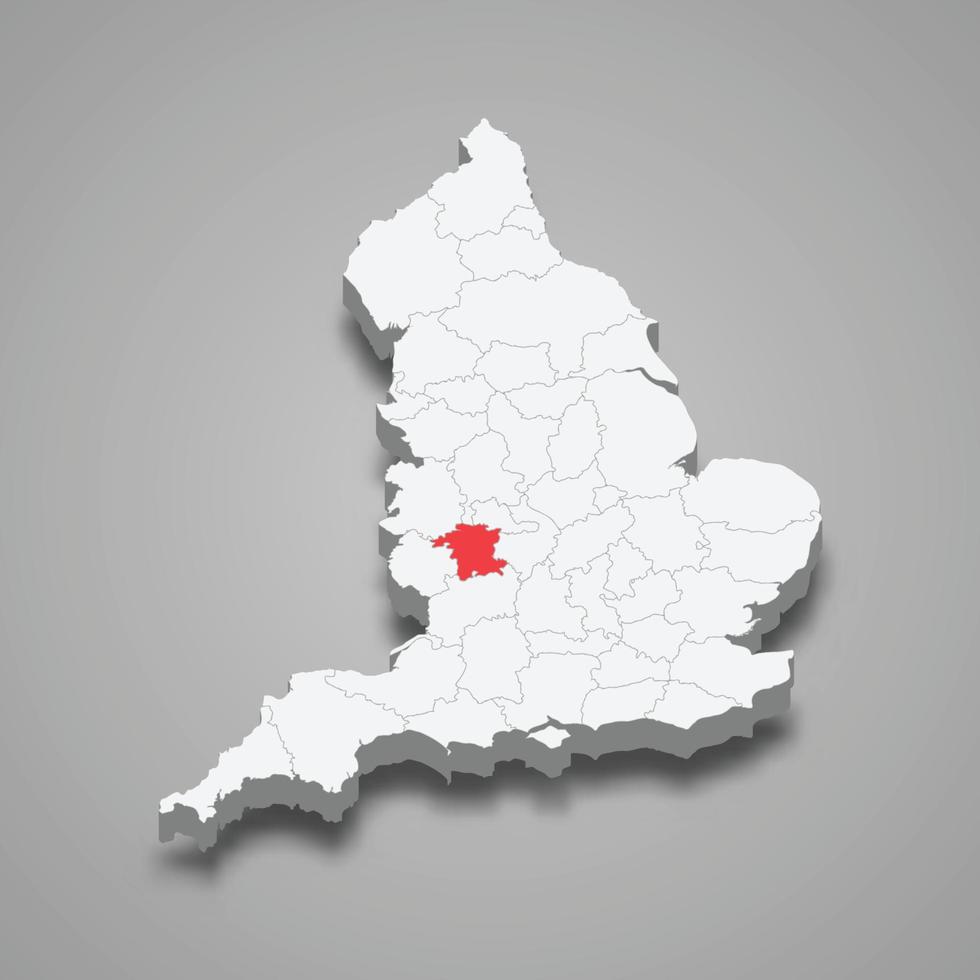 Worcestershire Bezirk Ort innerhalb England 3d Karte vektor