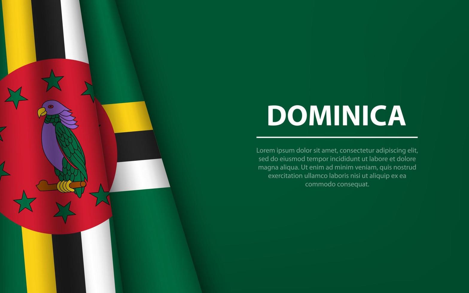Vinka flagga av dominica med copy bakgrund. vektor