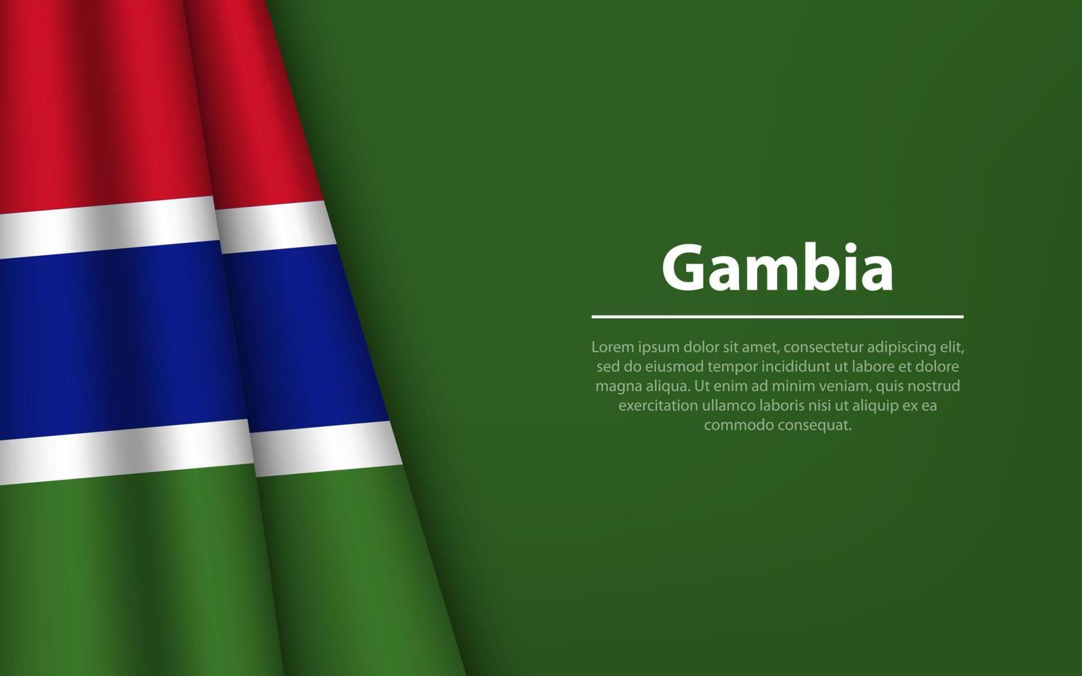 Welle Flagge von Gambia mit Copyspace Hintergrund. vektor