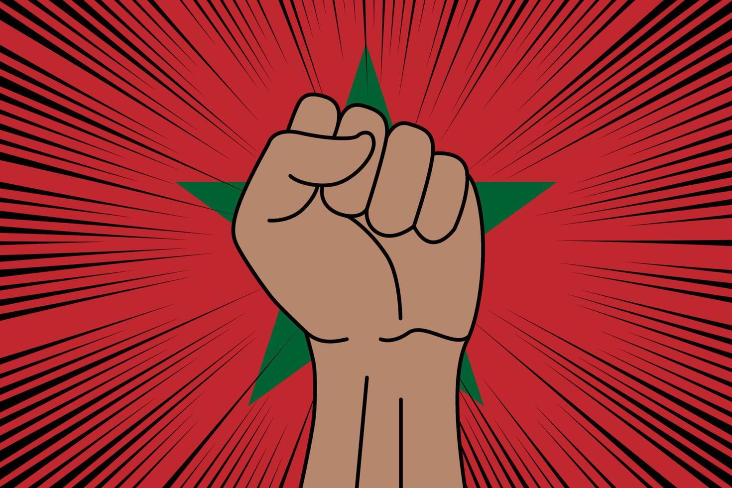 mänsklig näve knöt symbol på flagga av marocko vektor