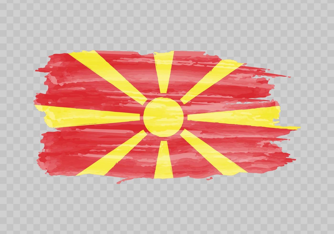 Aquarell Gemälde Flagge von Norden Mazedonien vektor