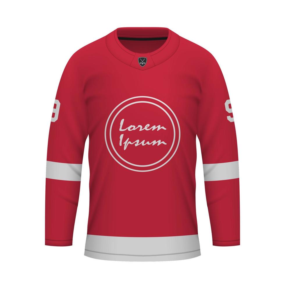 realistisk is hockey skjorta av detroit, jersey mall vektor
