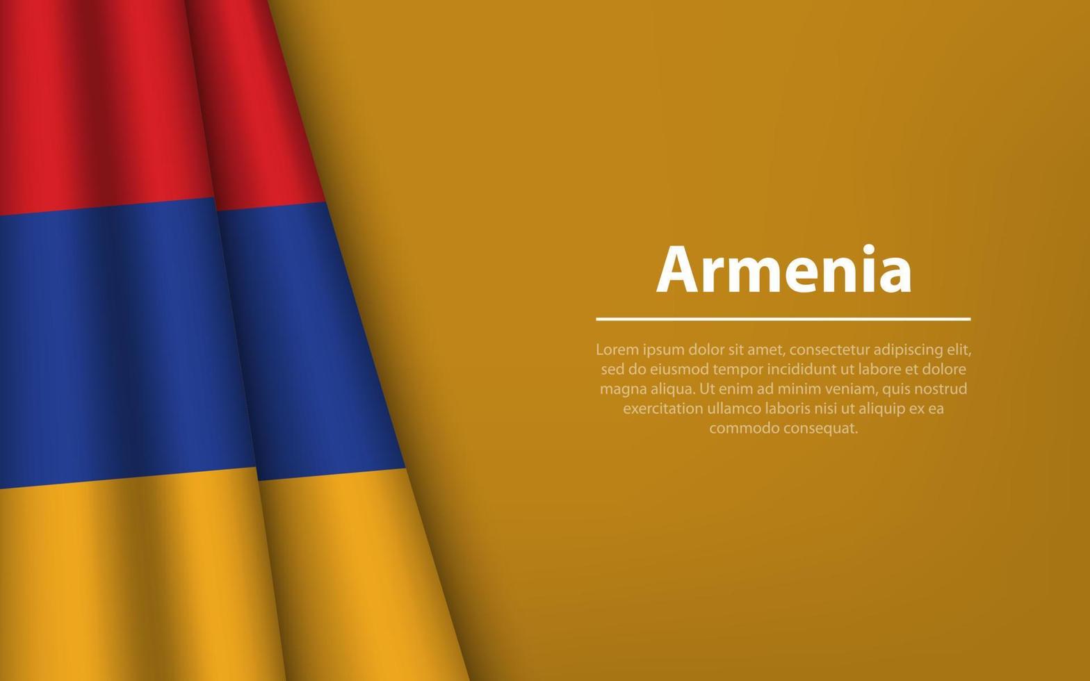 Welle Flagge von Armenien mit Copyspace Hintergrund. vektor