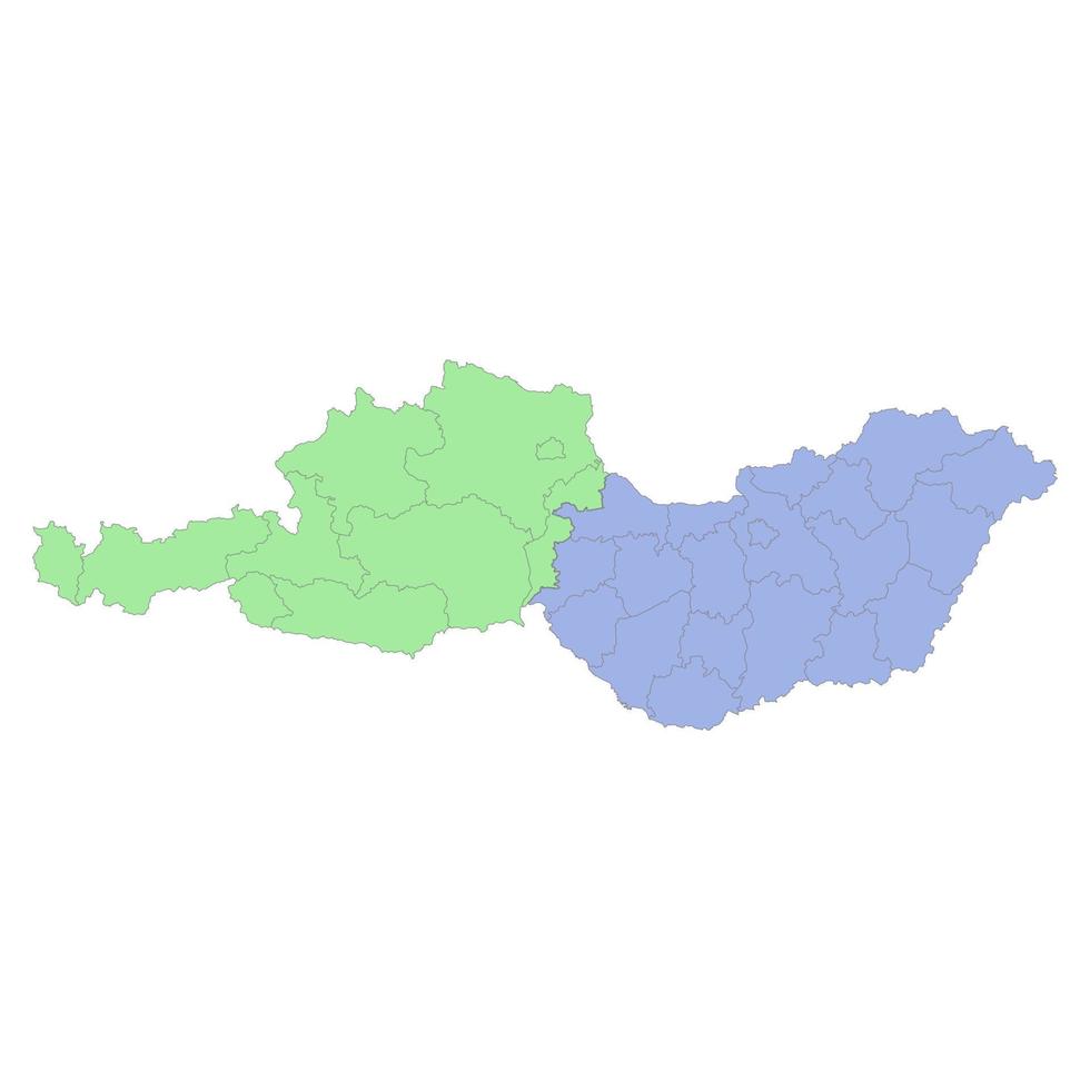 hoch Qualität politisch Karte von Österreich und Ungarn mit Grenzen Ö vektor