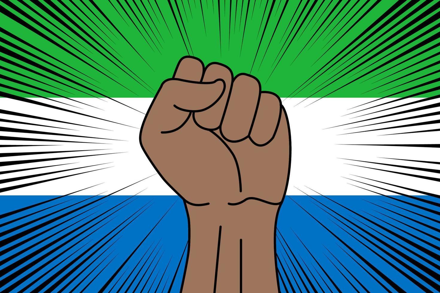 Mensch Faust geballt Symbol auf Flagge von Sierra leone vektor