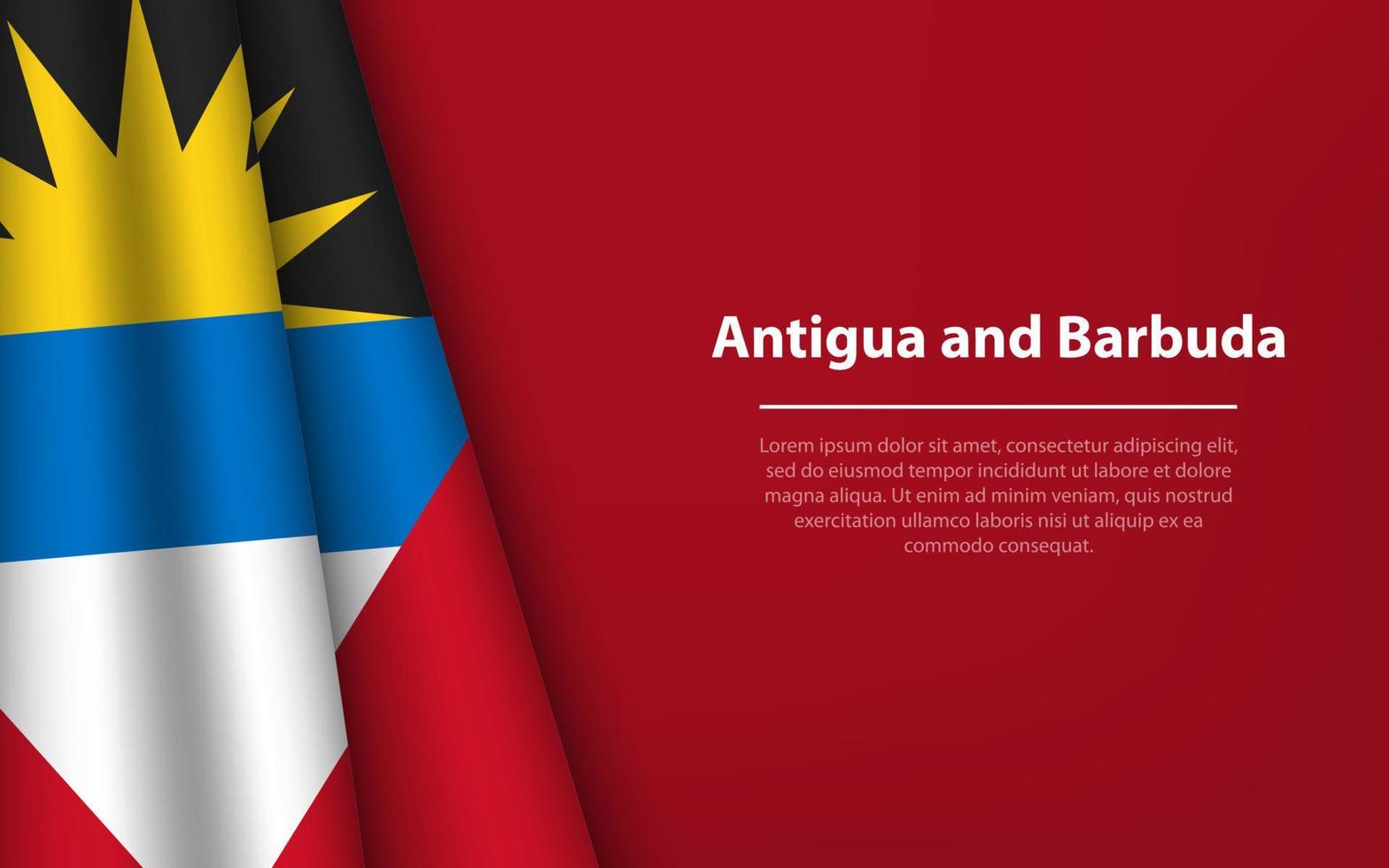 Vinka flagga av antigua och barbuda med copy bakgrund. vektor