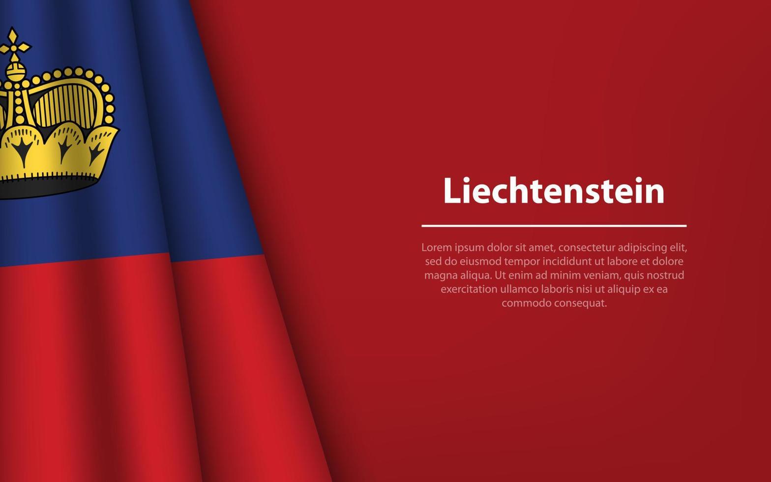 Welle Flagge von Liechtenstein mit Copyspace Hintergrund. vektor