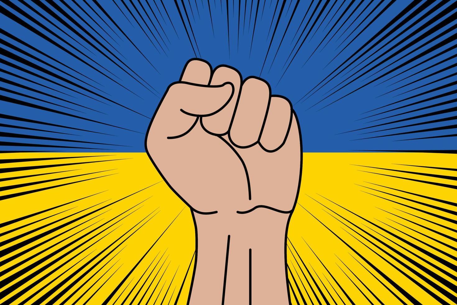 mänsklig näve knöt symbol på flagga av ukraina vektor