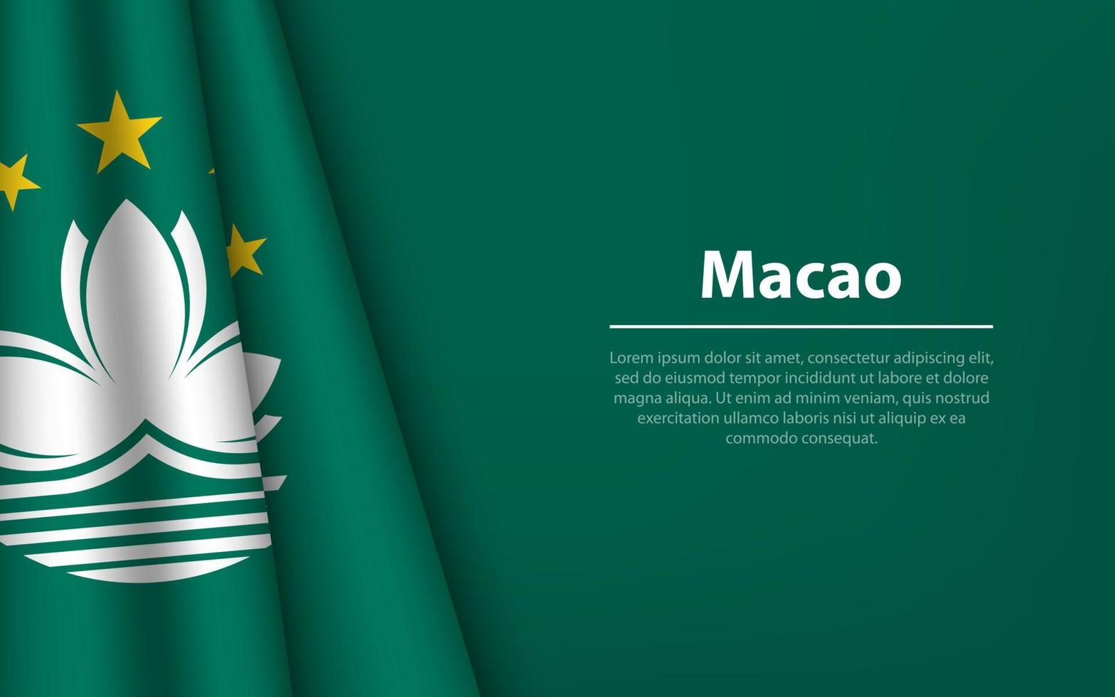 Welle Flagge von Macao mit Copyspace Hintergrund. vektor