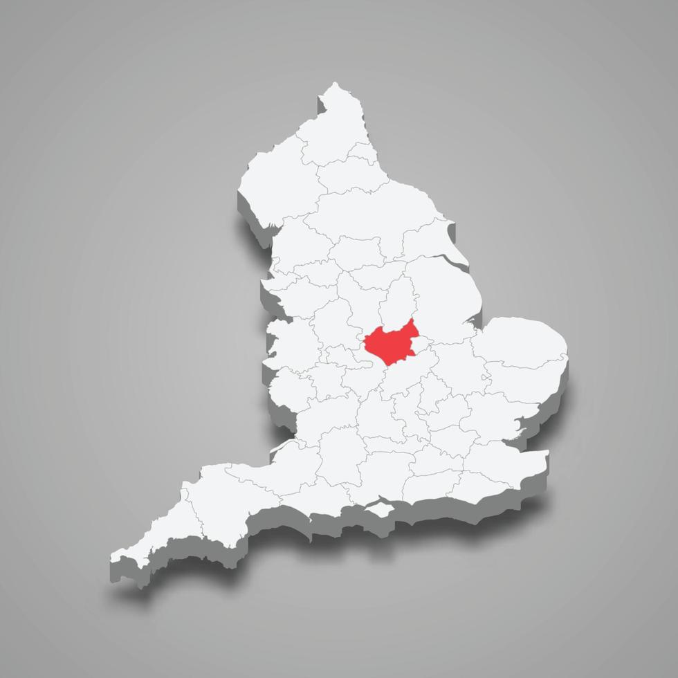 leicestershire Bezirk Ort innerhalb England 3d Karte vektor
