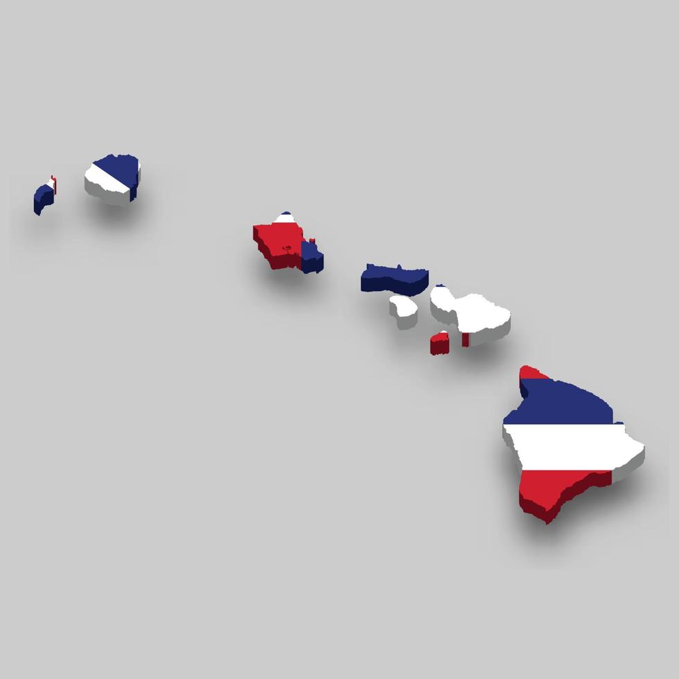 3d isometrisk Karta av hawaii är en stat av förenad stater vektor