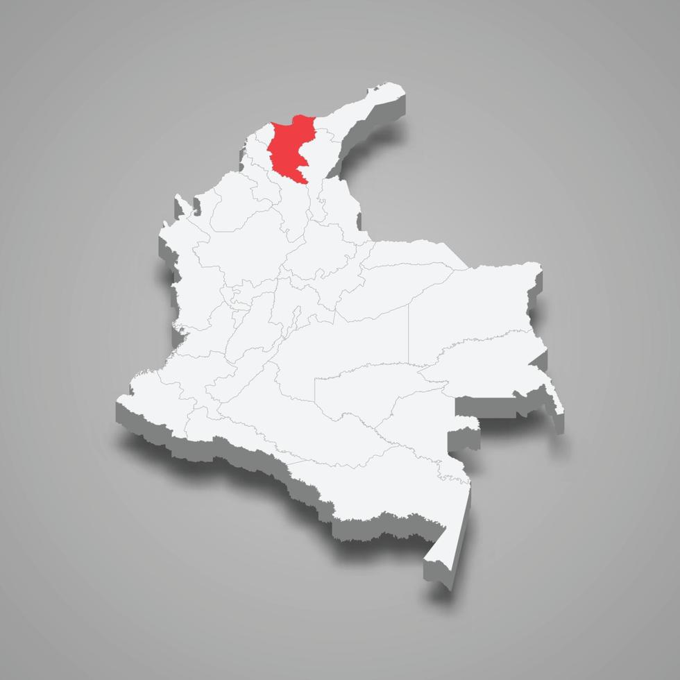 magdalena område plats inom colombia 3d Karta vektor