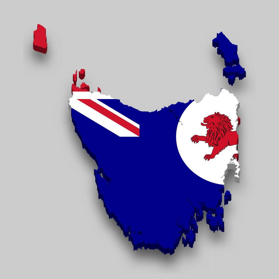 3d isometrisch Karte von Tasmanien ist ein Zustand von Australien vektor