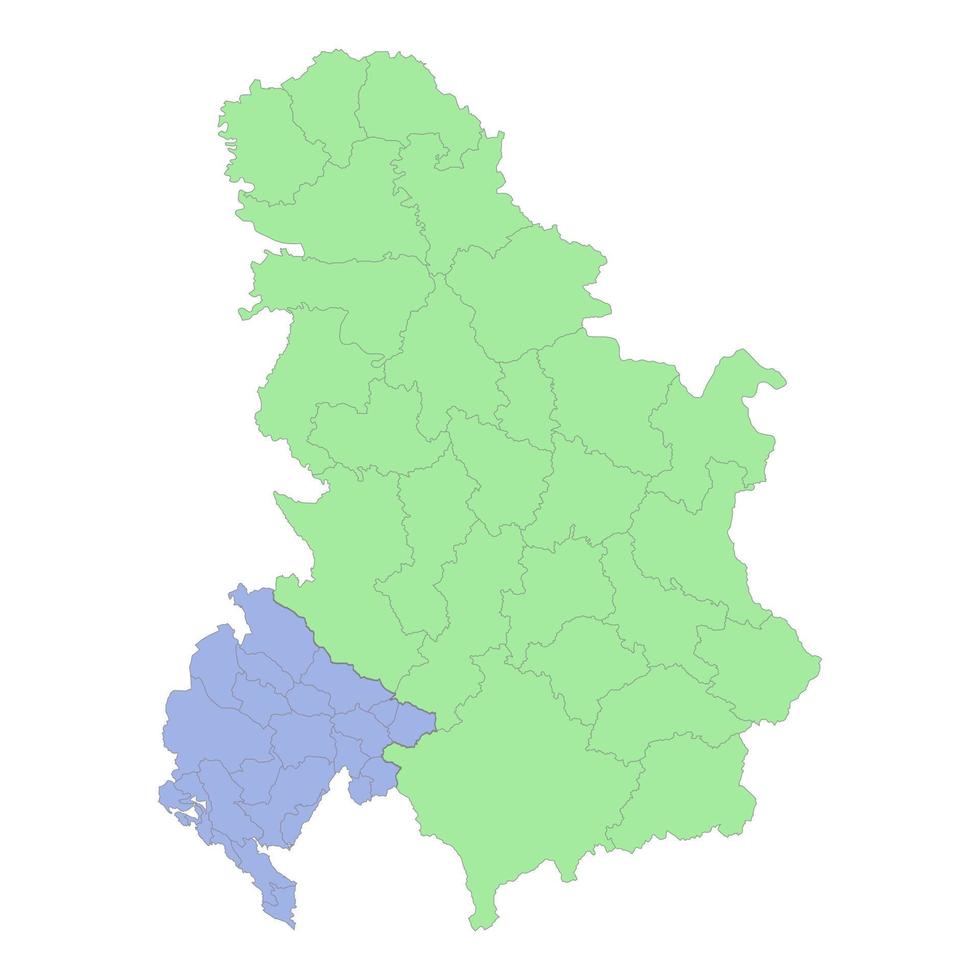 hoch Qualität politisch Karte von Serbien und Montenegro mit Grenzen von das Regionen oder Provinzen vektor