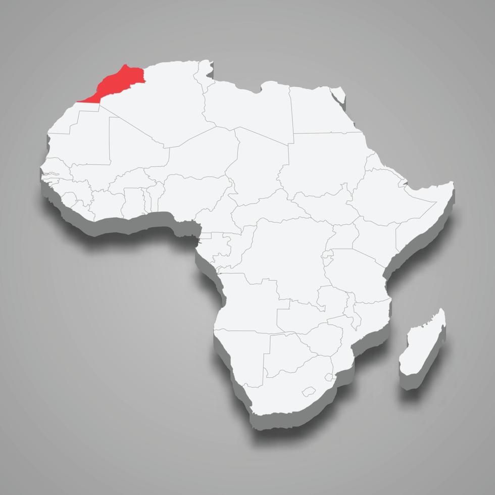 Land plats inom afrika. 3d Karta marocko vektor
