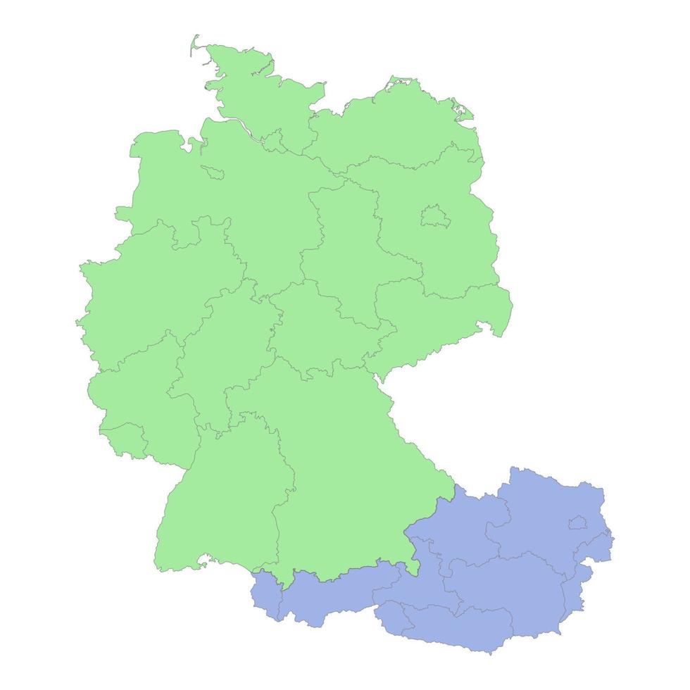 hög kvalitet politisk Karta av Tyskland och österrike med gränser av de regioner eller provinser vektor