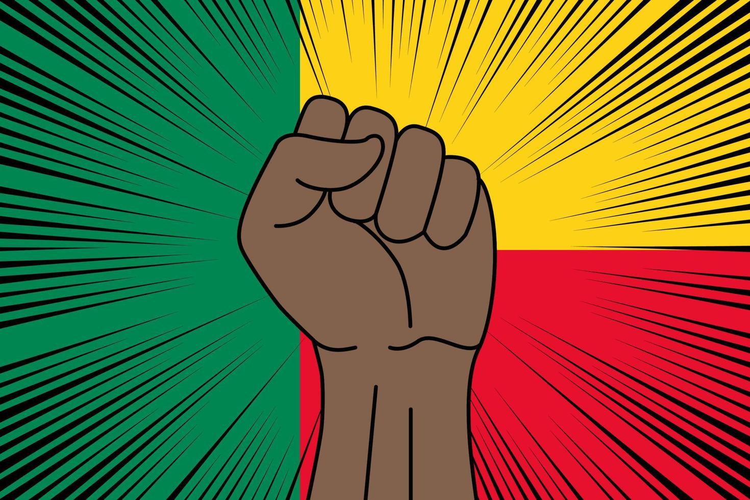 Mensch Faust geballt Symbol auf Flagge von Benin vektor