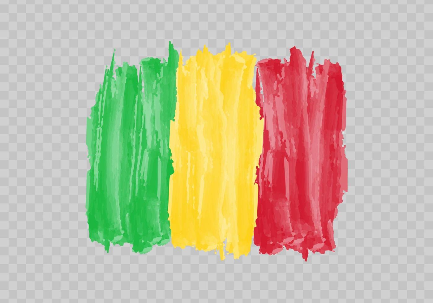 Aquarell Gemälde Flagge von Mali vektor