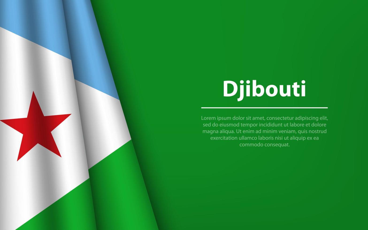 Welle Flagge von Dschibuti mit Copyspace Hintergrund. vektor