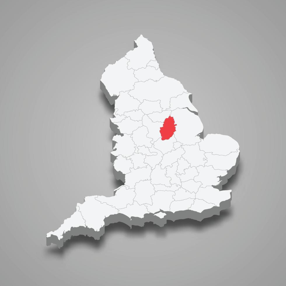 Nottinghamshire grevskap plats inom England 3d Karta vektor