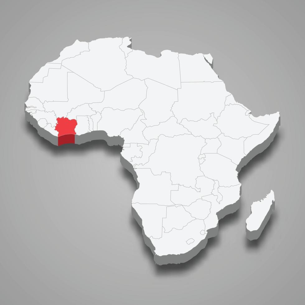 elfenben kust Land plats inom afrika. 3d Karta vektor