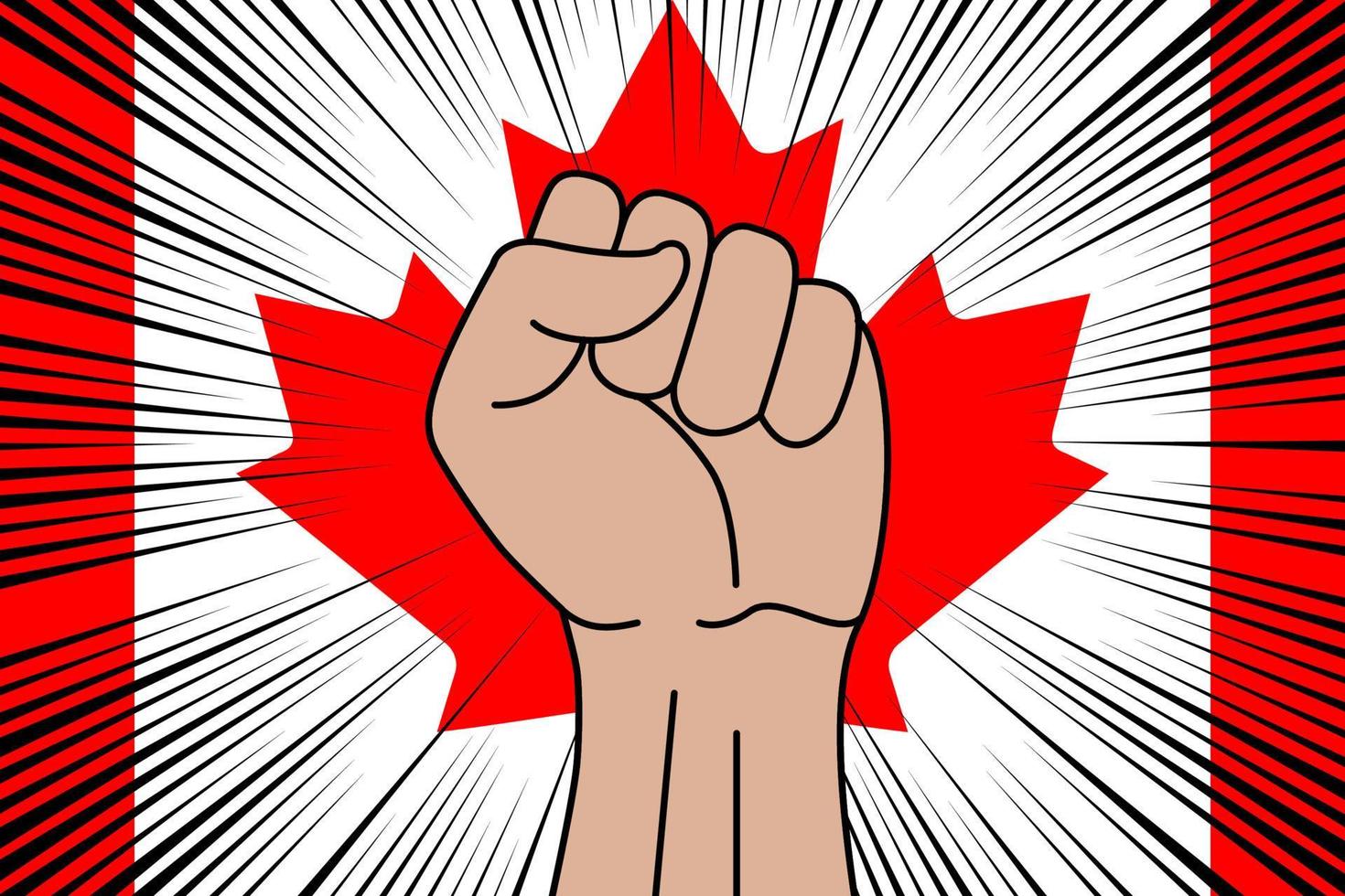 mänsklig näve knöt symbol på flagga av kanada vektor