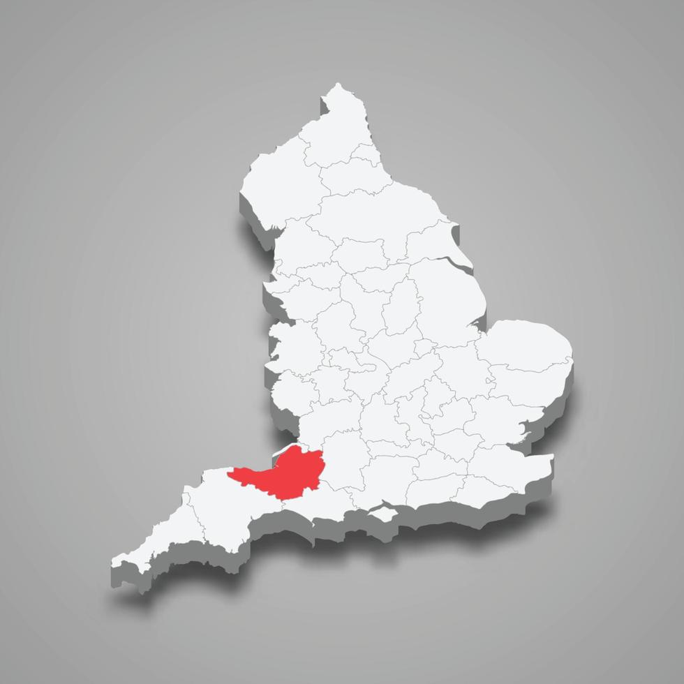 Somerset Bezirk Ort innerhalb England 3d Karte vektor