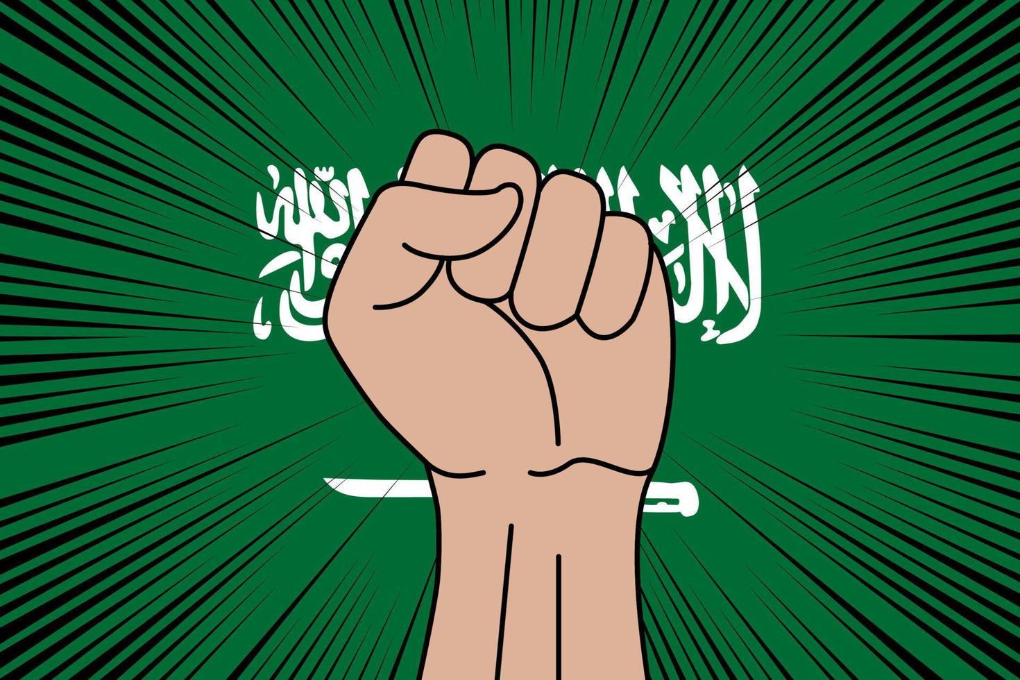 Mensch Faust geballt Symbol auf Flagge von Saudi Arabien vektor