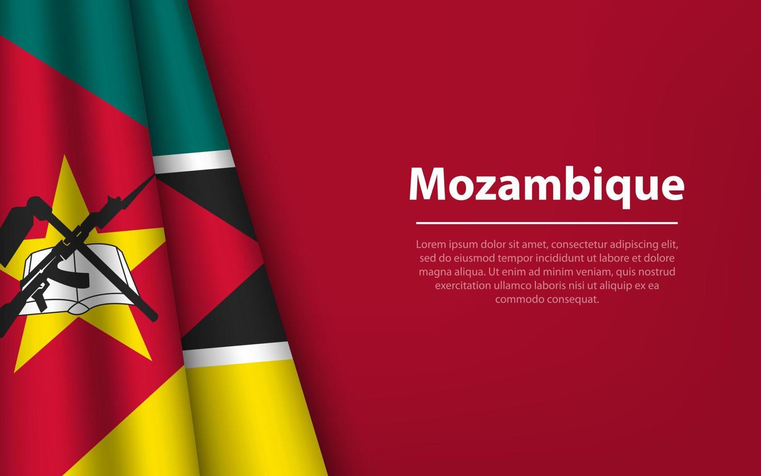 Welle Flagge von Mozambique mit Copyspace Hintergrund. vektor