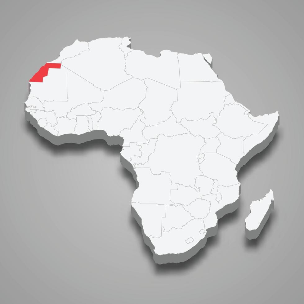 Land plats inom afrika. 3d Karta Västra sahara vektor