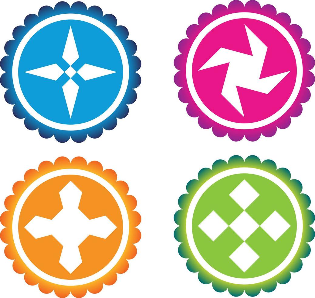 färgrik klistermärken med abstrakt grafisk symboler vektor
