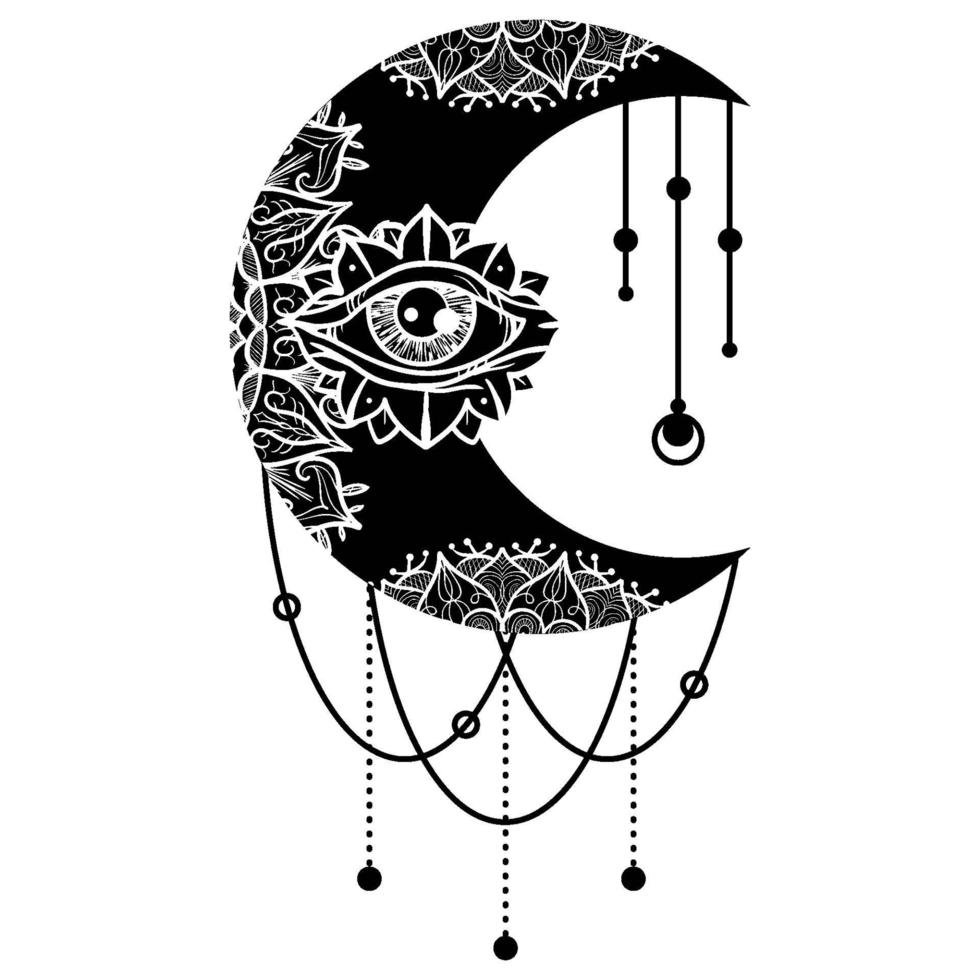 Mandala mit ethnischem Maskottchen des dritten Auges vektor
